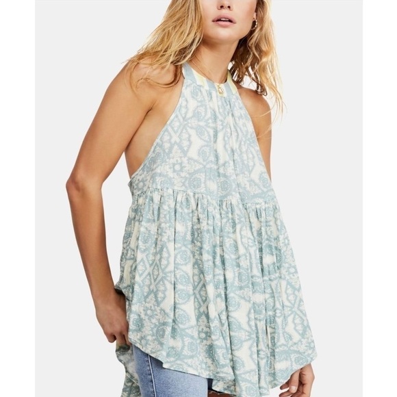 Free People Mimi Tunic Blue/Ivory - Picture 2 of 12
